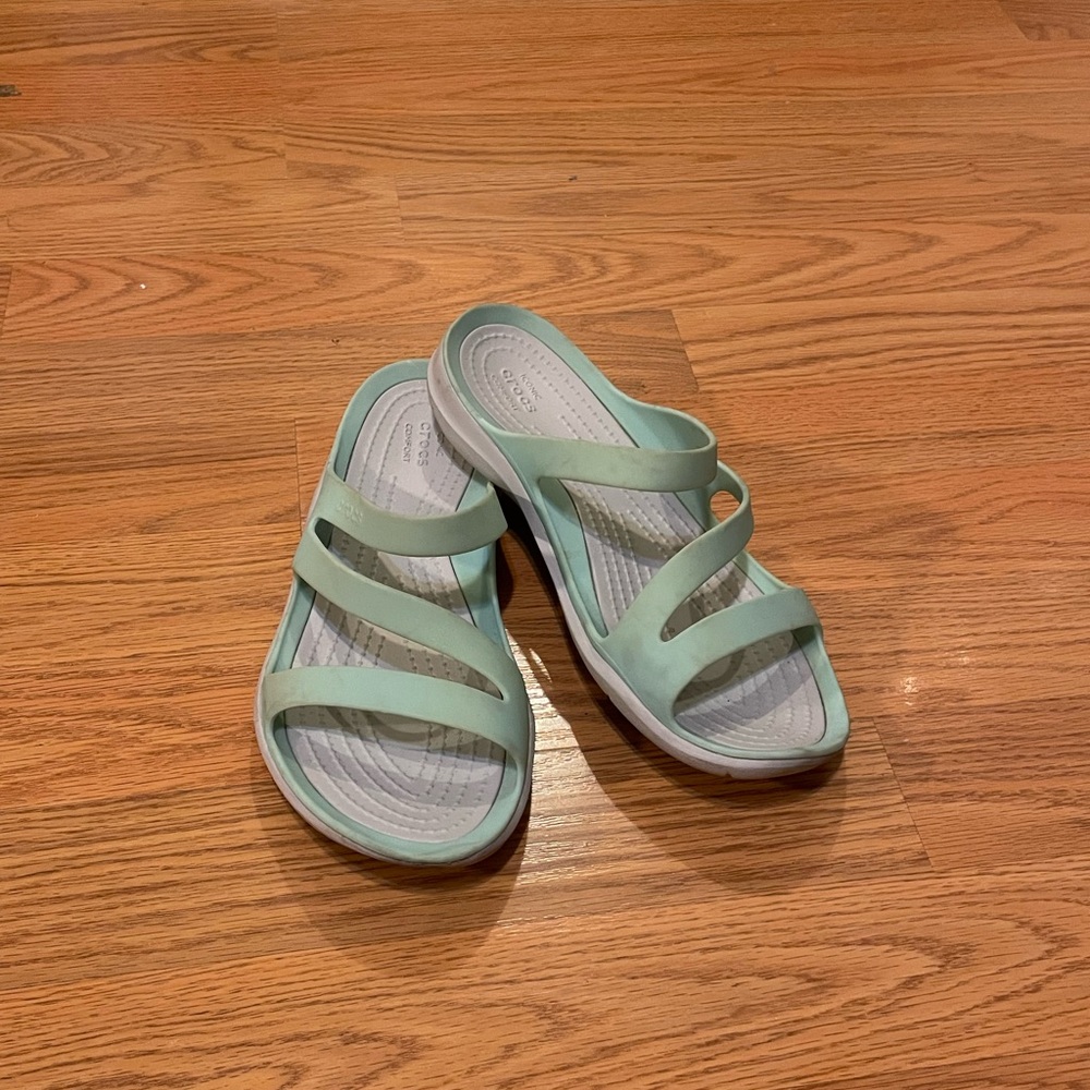 Crocs Mint Green Slide Sandals
